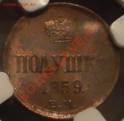 Полушка 1859 г. ЕМ NGC MS62 RB до 29.01 в 21:00 Москвы - P1011314.JPG