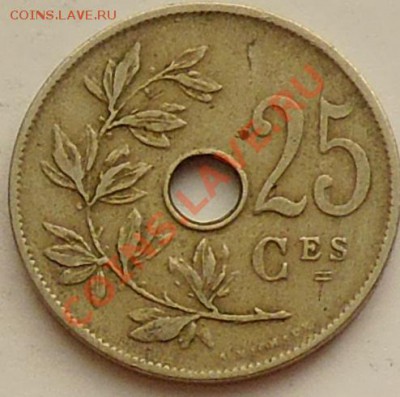 БЕЛЬГИЯ - 25 сентимов 1908 - до 4 февраля - 192