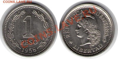 >L< Аргентина 1 песо 1958 до 02.02.13 21:45 - Аргентина 1 песо 58