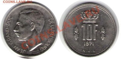 >L< Люксембург 10 франков 1971 до 02.02.13 21:45 - Люксембург 10 франков 71