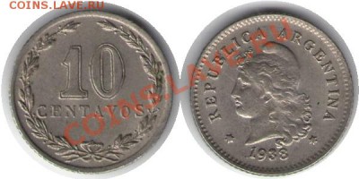 >L< Аргентина 10 сентав  Состояние 1938 до 02.02.13 21:45 - Аргентина 10 сентав Состояние 38