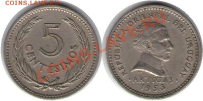 >L< Уругвай 5 сентесим 1953 до 02.02.13 21:45 - Уругвай 5 сентесим 53