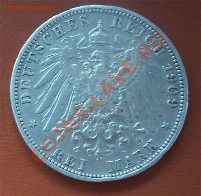 3 марки, 1909, Германия - Реверс мен
