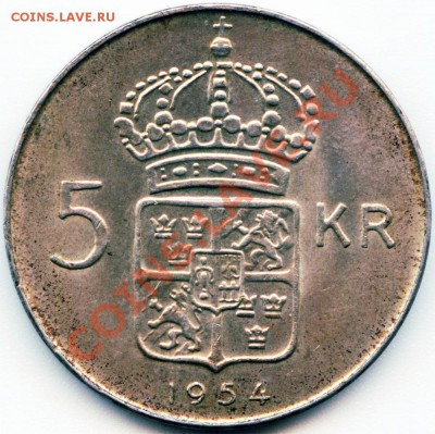 W20 Ag Швеция 5 kr 1954 до 06.02 в 22°° - W20 Sweden 2 kr 1954_1