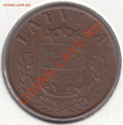 ЛАТВИЯ. Первая Республика и Современные Монеты - 2 сантима 1937 а
