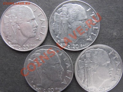 Италия. 20 чентезимо 1940-43гг. 4 шт. до 6.02. в 22.00. - италия 20ч 1040-1943.JPG