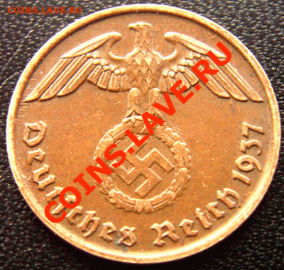 Германия (3 Рейх)_2 рейхспфеннига 1937(D); до 2.02_22.40мск - 4356