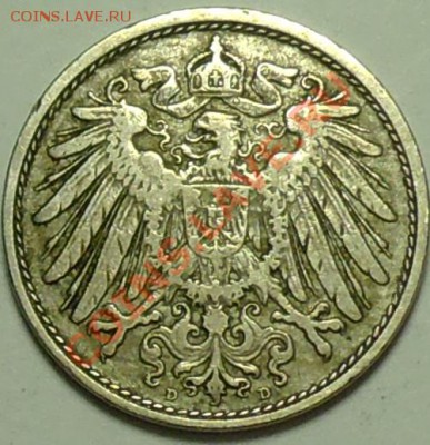 ГЕРМАНСКАЯ ИМПЕРИЯ - 10 фенигов 1908 D - до 8 февраля - 123