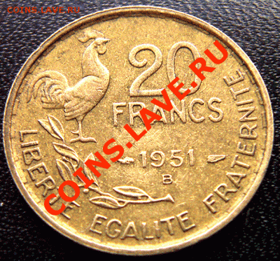 Франция_20 франков 1951(В). Окончание 3 февраля в 22.48мск - 4363