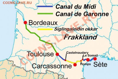Монеты с Корабликами - CanalDuMidi_map