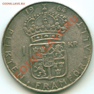 W26 Ag Швеция 1 крона 1964 до 11.02 в 22°° - W26 Sweden 1 kr 1964_2