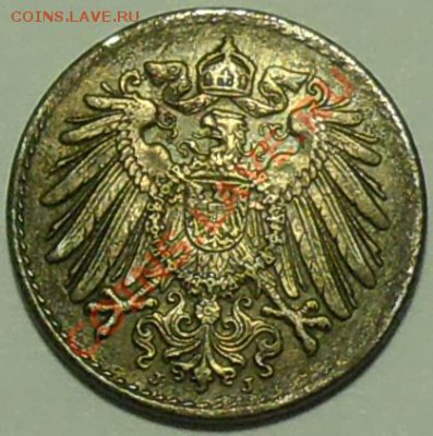 ГЕРМАНСКАЯ ИМПЕРИЯ - 5 фенигов 1917 J - до 12 февраля - 215