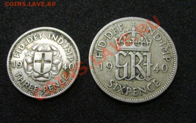 АНГЛИЯ : 3 ПЕНСА+6 пенсов 1940гг  , серебро !!! - S6000318.JPG