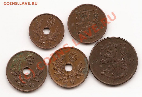 Финляндия подборка 5 и 10 pennya довоенные и военные - Фин -2