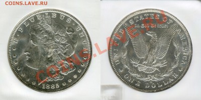 монеты США (вроде как небольшой каталог всех монет США) - 1$ 1885-O NGC MS64
