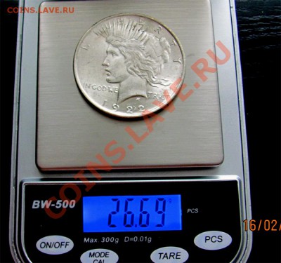 W71 Ag Peace Dollar 1922 UNC (MS-62) до 22.02 в 22°° - W71 Peace Dollar 1922 UNC_3