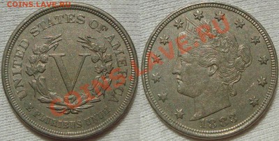 монеты США (вроде как небольшой каталог всех монет США) - V cents 1883 Type I.JPG