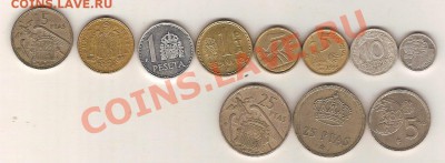 11 монет Испании разные по типам! - эспан1