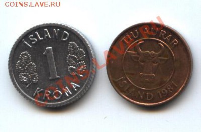 ИСЛАНДИЯ 1 крона 1980, 10 аурар 1981 - исланд-2