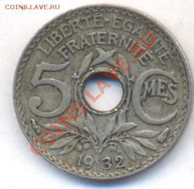 Франция 5 сантимов 1932 г.До 27.02.13 г. 21-00 МСК. - 5 32