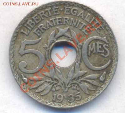 Франция 5 сантимов 1935 г.До 27.02.13 г. 21-00 МСК. - 5 35
