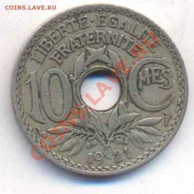 Франция 10 сантимов 1921 г.До 27.02.13 г. 21-00 МСК. - 10 21