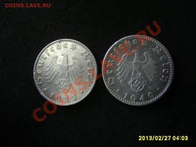 3-РЕЙХ, 50 ПФЕННИГОВ 1940 B+D ,свастика,Al ! - S6000475.JPG