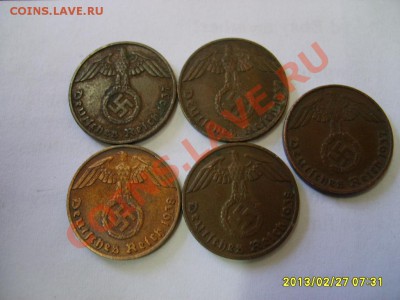 3-Й РЕЙХ,ГЕРМАНИЯ 1 РЕЙХСПФЕННИГ 1937 2*D+F, 1938D+J !! - S6000485.JPG