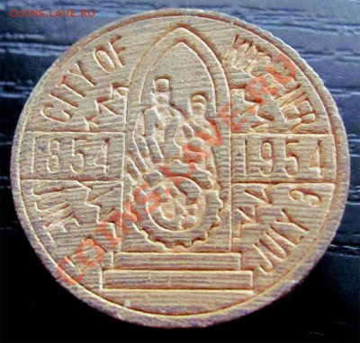 W98 Канада деревянный никель Kitchener 1954 до 04.03 в 22°° - W98 wood nickel_2