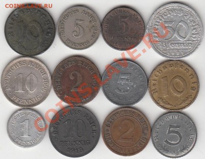 Монеты Германии, 1906 - 42, 12 шт. до 22.00 1.03.13 - 2