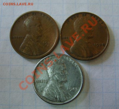 США: 3 монеты по 1 центу 1919s, 1938, 1943 (Zi,без м.д.) !!! - S6000511.JPG