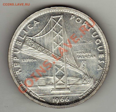 Ag ПОРТУГАЛИЯ 20 ЭСКУДО 1966 МОСТ ДО 07.03.13 В 22Ч (4570) - img499