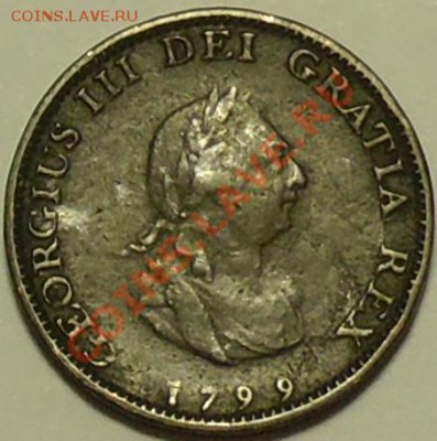 ВЕЛИКОБРИТАНИЯ - Фартинг 1799 - Георг III - до 7 марта - 262