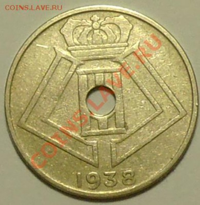 БЕЛЬГИЯ - 10 сентимов 1938 - до 8 марта - 232