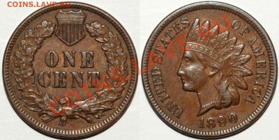 монеты США (вроде как небольшой каталог всех монет США) - one cent 1890
