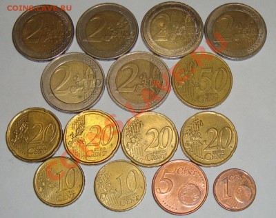 Лот монет Евро 15 шт. до 09.03.13 22-00 Мск - евро