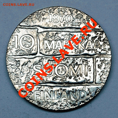 Финляндия_10 марок 1970. Ag, UNC; окончание 06.03_22.03мск - 4649