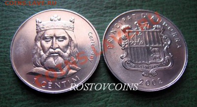 прайс на 24 марта - 04 АНДОРРА 1 сантим 2002 г. КОРОЛЬ - UNC = 50.JPG
