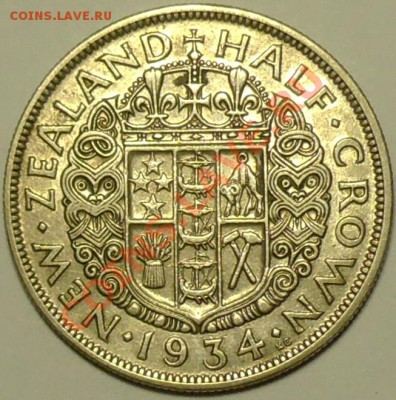 НОВАЯ ЗЕЛАНДИЯ - Халф-Краун 1934 - Георг V - до 12 марта - 500