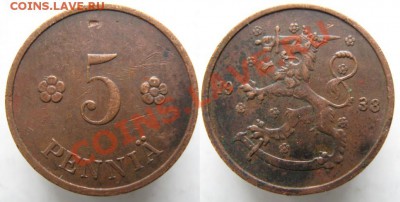 Финляндия 5 пенни 1938  до 12-03-13  22-00 - Финляндия 5 пенни 1938