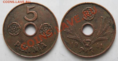 Финляндия 5 пенни 1941  до 12-03-13   22-00 - Финляндия 5 пенни 1941 год