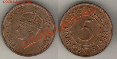 СЕЙШЕЛЫ 5 ЦЕНТОВ 1948 ГОД ТИП до 11 марта 2013 22.00 мск - SEY51948