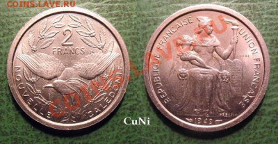  обновления на 24 марта - 24. НОВАЯ КАЛЕДОНИЯ 2 фр. 1949 г. ESSAI (CuNi)  =3400