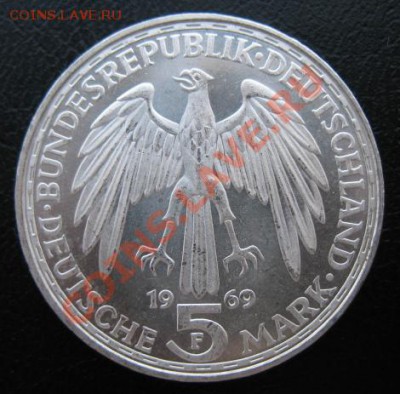 1969 ФРГ, 5 М, серебро, до 12.03 в 21-00 мск - 5 м 69 а
