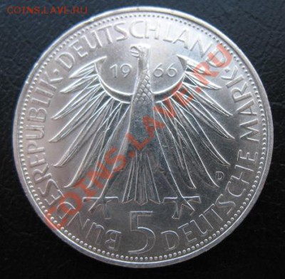 1966 ФРГ, 5 М, серебро, до 12.03 в 21-00 мск - 5 м 66 а