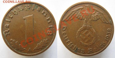 Разная инострань - 375 5 Германия 1 пф 1938 А