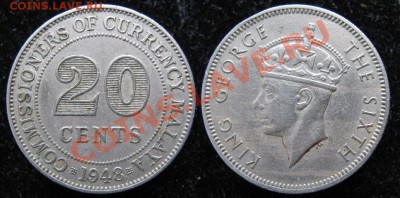 Разная инострань - 377 4 Брит Малайя 20 ц 1948 067