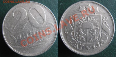 Разная инострань - 384 6 Латвия 20 сантим 1922 099