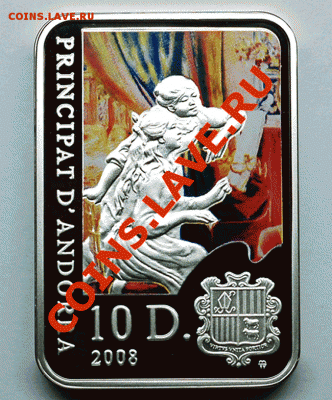 Андорра_10 динеров 2008 "Ренуар". Ag, пруф; до 10.03_22.24мс - 4635