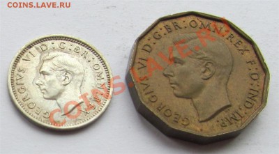 Великобритания: 3 пенса Ag-500+латунь Георг 6 до 18.03 22 - 3 пенса 1937 2шт-2